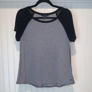 American Eagle Black & White Striped Tee